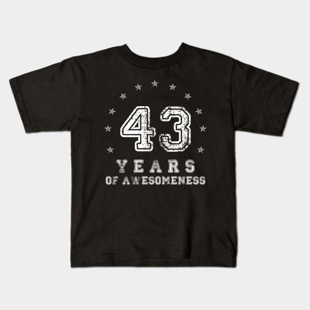 Vintage 43 years of awesomeness Kids T-Shirt by opippi